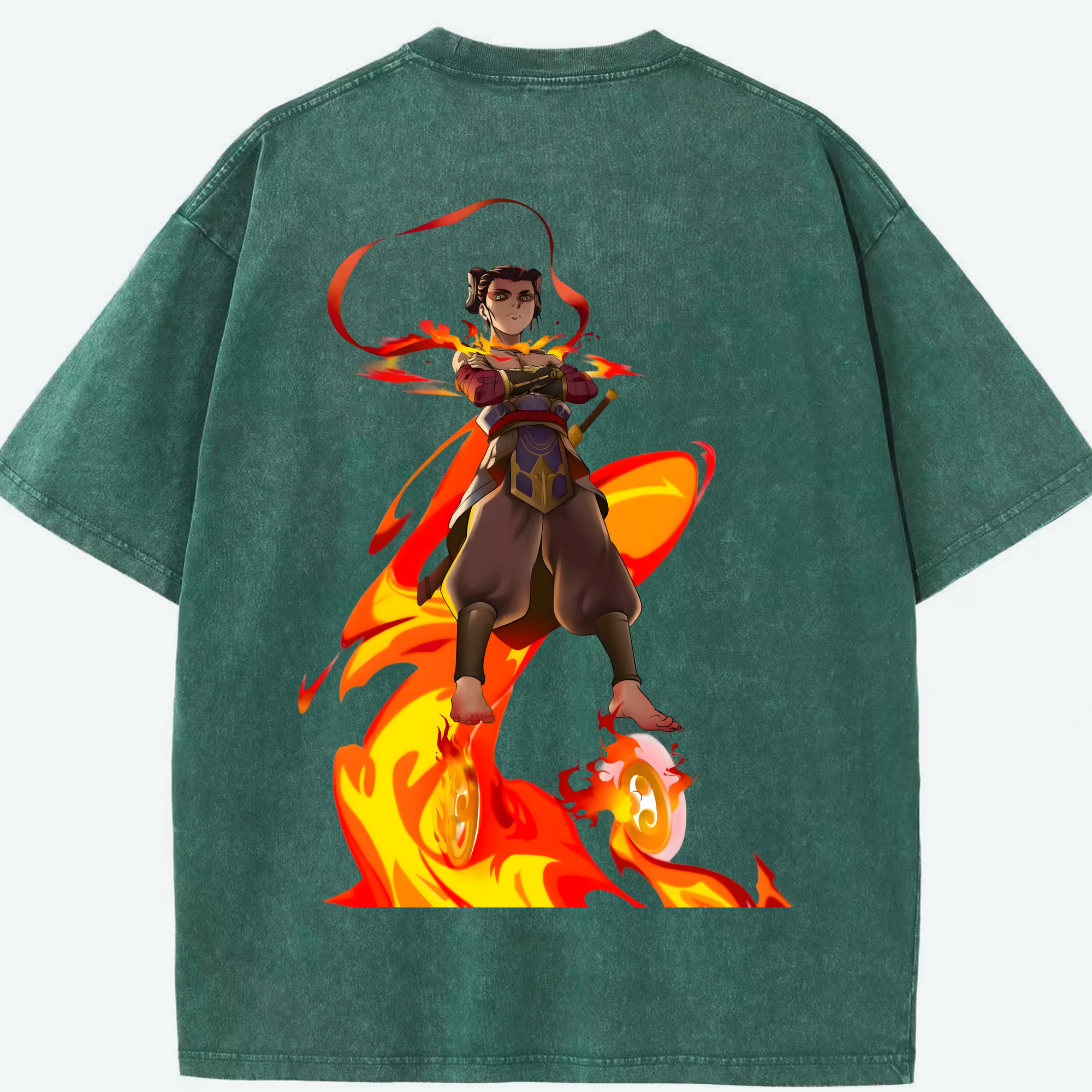 （画像用） Ne Zha 2 ナタ 魔童の大暴れ 綿100% ヴィンテージ風 半袖Tシャツ（背面プリント）